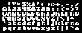 Full display of the 8×8 pixel font EK-RACER. This blobby font features thicker strokes along left and bottom, giving it a playful feel.