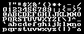 Full display of the 8×8 pixel font EK-RIVET. This is a geometric serifed font. The box-drawing characters have dots to imply rivets.