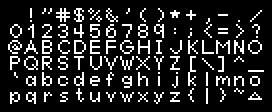Full display of the 8×8 pixel font EK-SKOOL. Reminiscent of handwriting lessons from childhood, this font has thin and strongly geometric strokes.